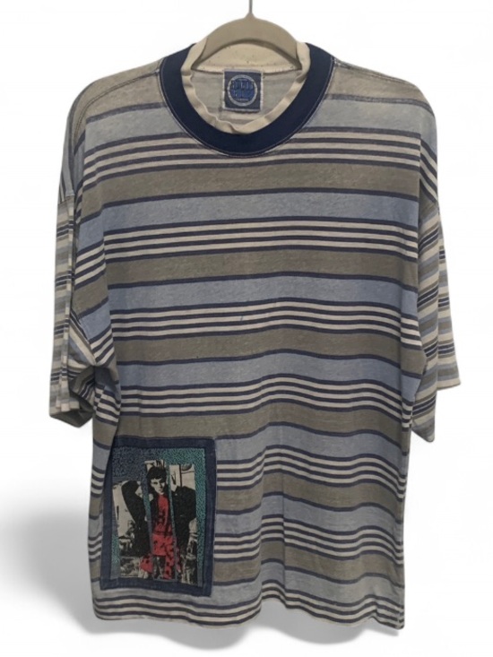 Bugle Boy Other - Vintage Bugle Boy Striped Short-Sleeve Tee in Blue and Tan